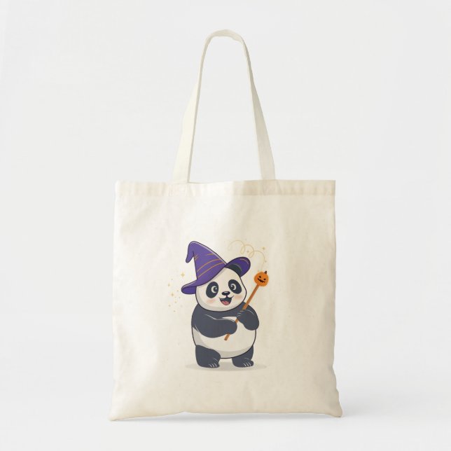Whimsical Panda Wizard with Magic Hat Tote Bag (Front)