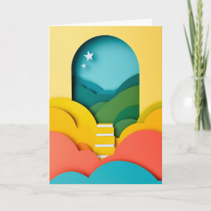 Whimsical Paper Cut Star Path Card
