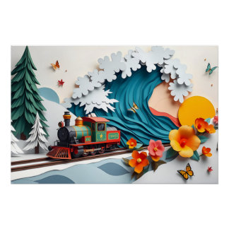Whimsical Paper Panorama Poster