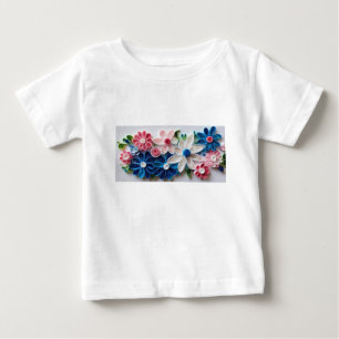 "Whimsical Paper Quilling Flowers" Baby T-Shirt