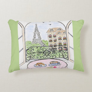 Whimsical Paris and Eiffel Tower  Decorative Cushion