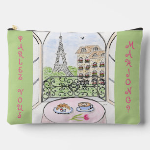 Whimsical Paris and Eiffel Tower MAHJONG Accessory Pouch