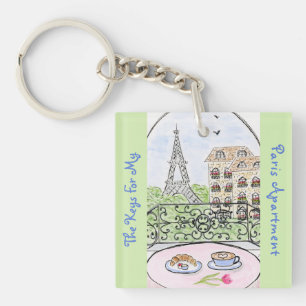Whimsical PARIS APARTMENT KEYS Eiffel Tower  Key Ring