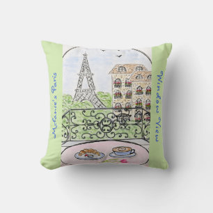Whimsical PARIS APARTMENT Personaliz Eiffel Tower  Cushion