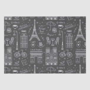 Whimsical Paris Doodles Pattern  Tissue Paper