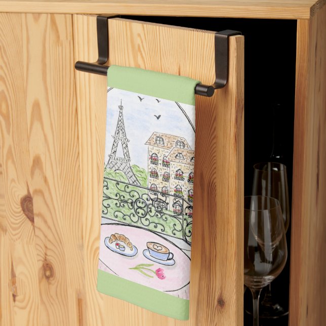 Whimsical Paris Eiffel Tower Cutlery Tea Towel (Thirds Fold)