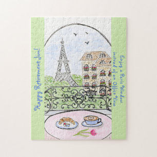 Whimsical Paris Eiffel Tower RETIREMENT Jigsaw Puzzle