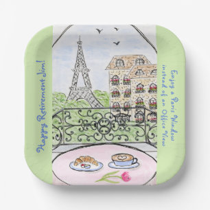 Whimsical Paris Eiffel Tower RETIREMENT Paper Plate