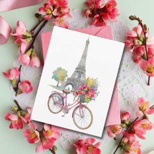 Whimsical Paris Summer Travel Eiffel Tower Floral  Holiday Postcard