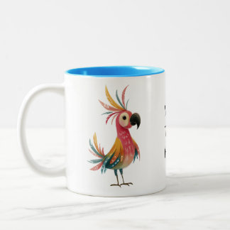 Whimsical Parrot – Bright, Colourful Feathers Two-Tone Coffee Mug