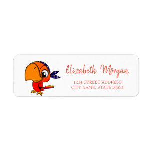 Whimsical , Parrot , White Address Label