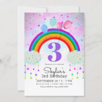 Whimsical Party Balloons Rainbow Stars Birthday