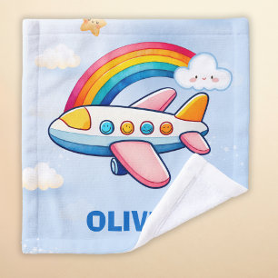 Whimsical Passanger Aeroplane with Rainbow Wash Cloth