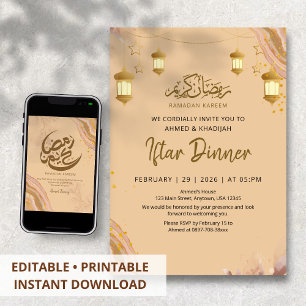 Whimsical Pastel Agate Ramadan Iftar Dinner Invitation