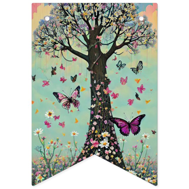 Whimsical Pastel Animals & Florals Retro Vibes Bunting (Twelfth Flag)
