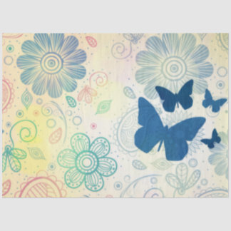 Whimsical Pastel Bohemian Butterflies & Flowers Tissue Paper