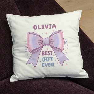 Whimsical Pastel Bow "Best Gift Ever" Cushion