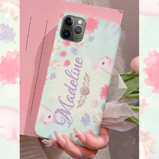 Whimsical Pastel Bunny Colourful Leaf Pattern iPhone 11 Pro Max Case