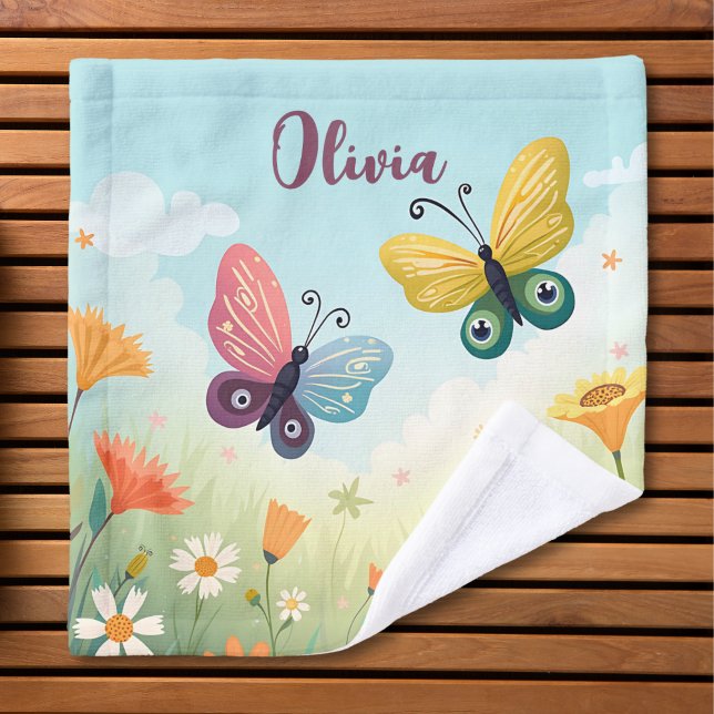 Whimsical Pastel Butterfly Garden Wash Cloth (Creator Uploaded)