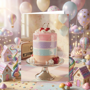 Whimsical Pastel Cake Birthday Card for Sister  