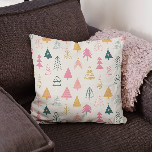 Whimsical Pastel Christmas Trees Pattern Cushion (Creator Uploaded)