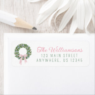 Whimsical Pastel Christmas Wreath Address
