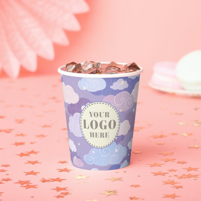 Whimsical Pastel Clouds and Stars Pattern Paper Cups (Insitu)
