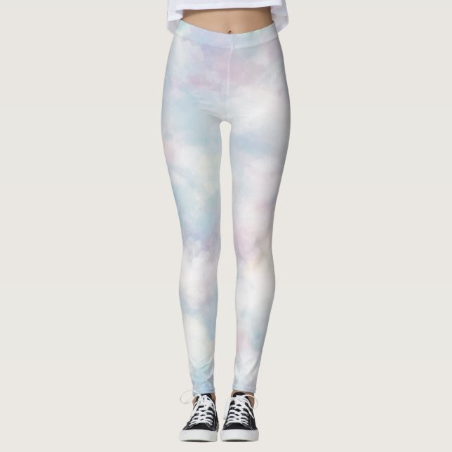 Whimsical Pastel Clouds  Leggings (Front)