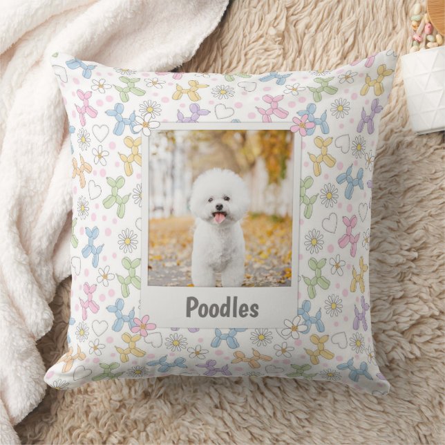  Whimsical Pastel Custom Photo Poodle Throw Pillow (Blanket)