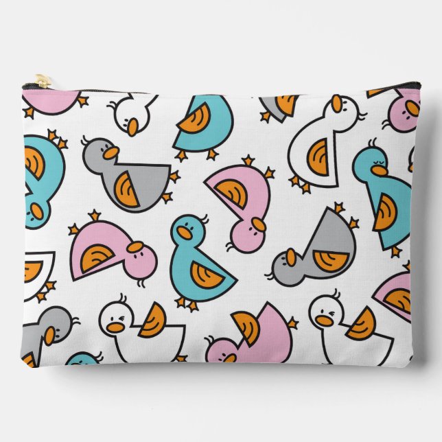Whimsical Pastel Cute Cartoon Baby Ducks Ducklings Accessory Pouch (Front)