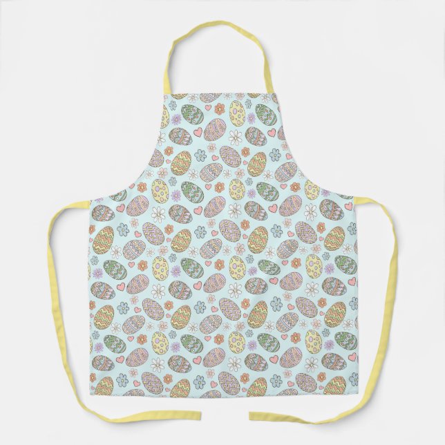 Whimsical Pastel Cute Easter Eggs Floral Patter Apron (Front)