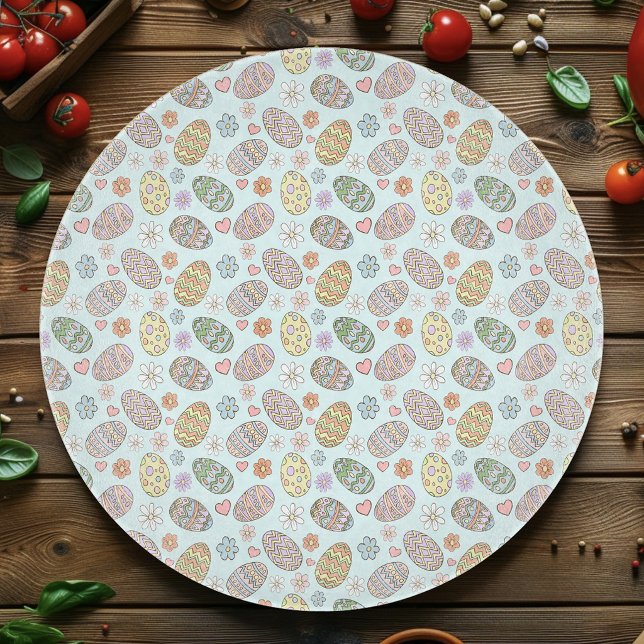 Whimsical Pastel Cute Easter Eggs Floral Patter Cutting Board (Creator Uploaded)