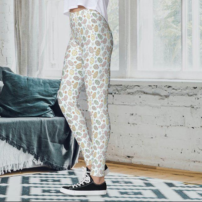 Whimsical Pastel Cute Easter Eggs Floral Patter Leggings (Creator Uploaded)