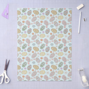 Whimsical Pastel Cute Easter Eggs Floral Pattern Tissue Paper