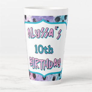 Whimsical Pastel Dalmatian Spots Birthday Latte Mug