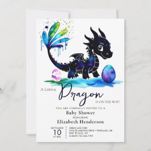 Whimsical Pastel Dragon Boy Baby Shower Invitation