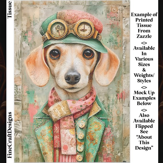 Whimsical Pastel Dressed Dachshund EB4L Decoupage Tissue Paper (Creator Uploaded)
