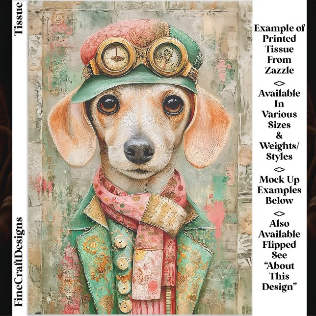 Whimsical Pastel Dressed Dachshund EB4R Decoupage Tissue Paper (Creator Uploaded)