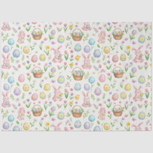 Whimsical Pastel Easter Bunny & Floral Pattern Tissue Paper