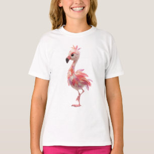 Whimsical Pastel Feathered Flamingo Kids T-Shirt
