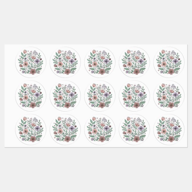 Whimsical Pastel Floral Wildflower Sticker (Sheet)