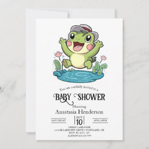 Whimsical Pastel Frog Baby Shower Invitation