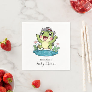 Whimsical Pastel Frog Baby Shower Napkin