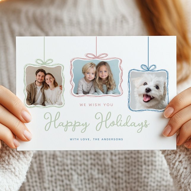 Whimsical Pastel Gift Box Photo Holiday Card (Creator Uploaded)