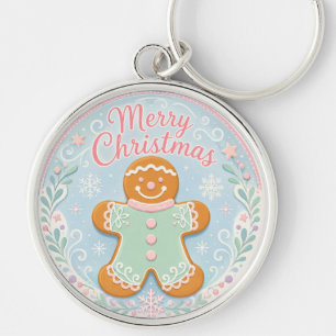 Whimsical Pastel Gingerbread Man Key Ring