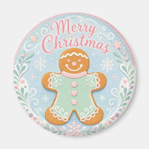 Whimsical Pastel Gingerbread Man Magnet