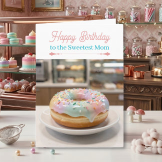 Whimsical Pastel Glass Glaze Donut Mom's Birthday Card