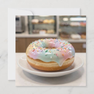 Whimsical Pastel Glass Glaze Doughnut   Card