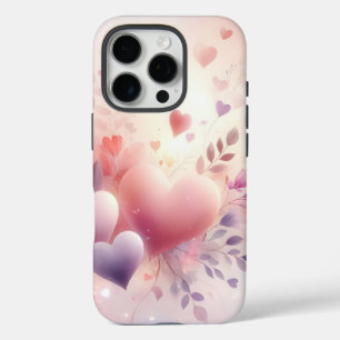 Whimsical Pastel Hearts Romantic Floral Love iPhone 16 Pro Case