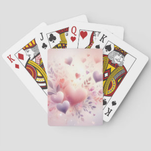 Whimsical Pastel Hearts Romantic Floral Love Playing Cards